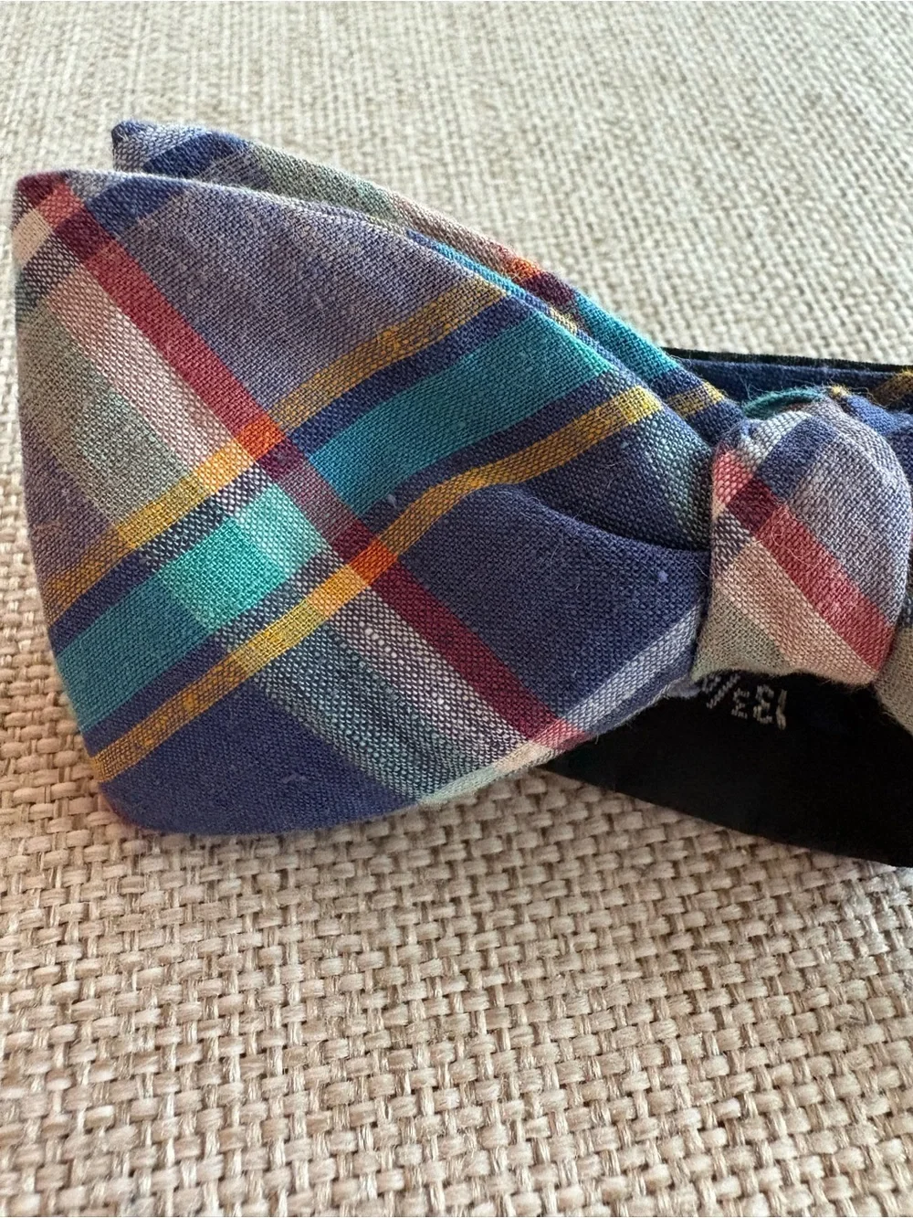 Vintage Madras Plaid Adjustable Bow Tie Pre-Tied Youth Classic Prep